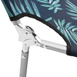Folding Sun Lounger with Head Cushion Steel Leaves Print - Close-Up Angle