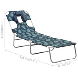 Folding Sun Lounger with Head Cushion Steel Leaves Print - Extra Image