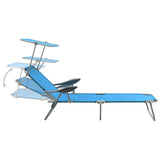 Sun Lounger with Canopy Steel Blue - Top-Down View