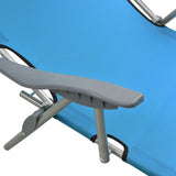 Sun Lounger with Canopy Steel Blue - Rear View