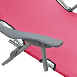 Sun Lounger with Canopy Steel Pink - 45-Degree Angle