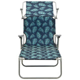Sun Lounger with Canopy Steel Leaf Print - Front View