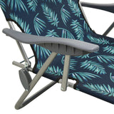 Sun Lounger with Canopy Steel Leaf Print - 45-Degree Angle