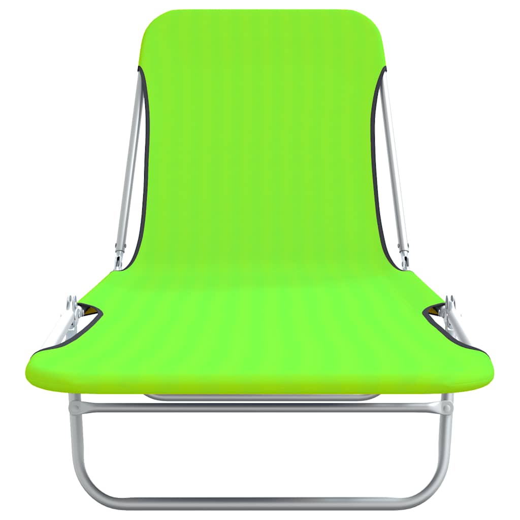 Folding Sun Loungers 2 pcs Steel and Fabric Green