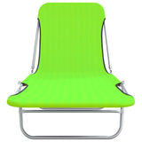 Folding Sun Loungers 2 pcs Steel and Fabric Green - Side View