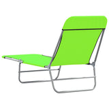 Folding Sun Loungers 2 pcs Steel and Fabric Green - 45-Degree Angle