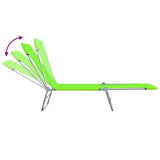 Folding Sun Loungers 2 pcs Steel and Fabric Green - Rear View