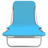 Folding Sun Loungers 2 pcs Steel and Fabric Blue - Side View