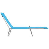 Folding Sun Loungers 2 pcs Steel and Fabric Blue - Top-Down View