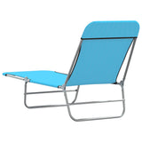 Folding Sun Loungers 2 pcs Steel and Fabric Blue - 45-Degree Angle