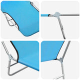 Folding Sun Loungers 2 pcs Steel and Fabric Blue - Low Angle