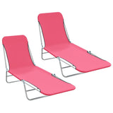 Folding Sun Loungers 2 pcs Steel and Fabric Pink
