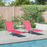 Folding Sun Loungers 2 pcs Steel and Fabric Pink