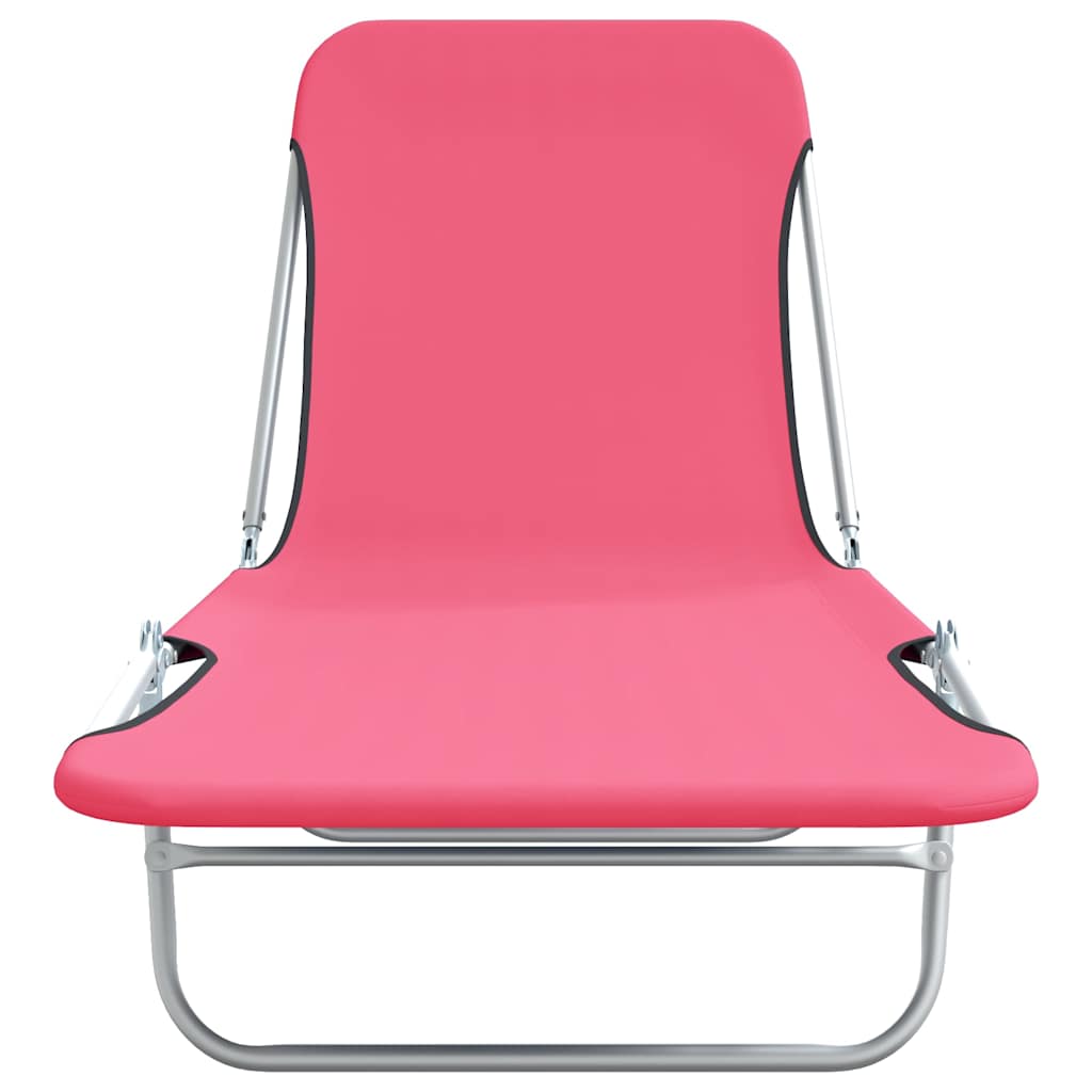 Folding Sun Loungers 2 pcs Steel and Fabric Pink