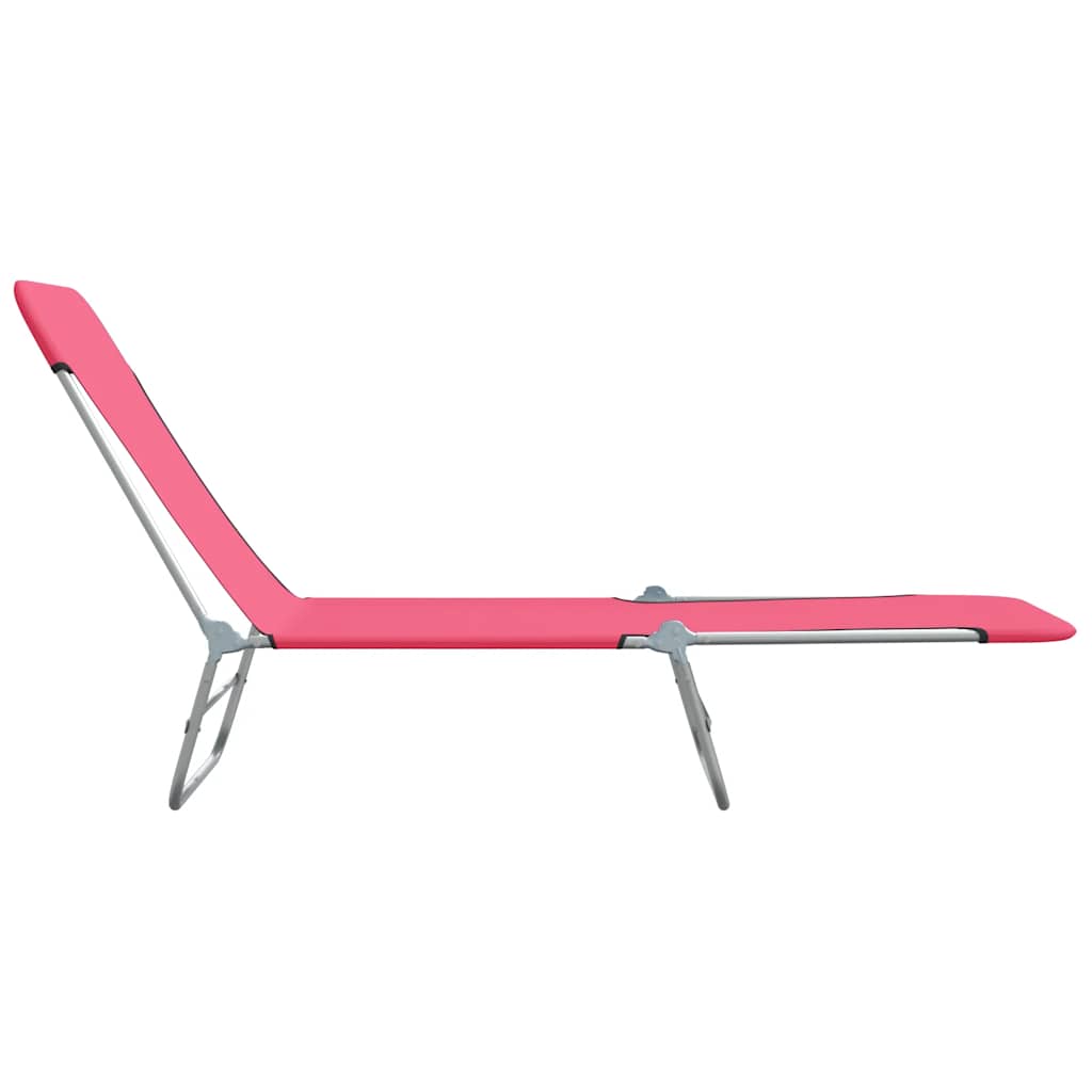 Folding Sun Loungers 2 pcs Steel and Fabric Pink
