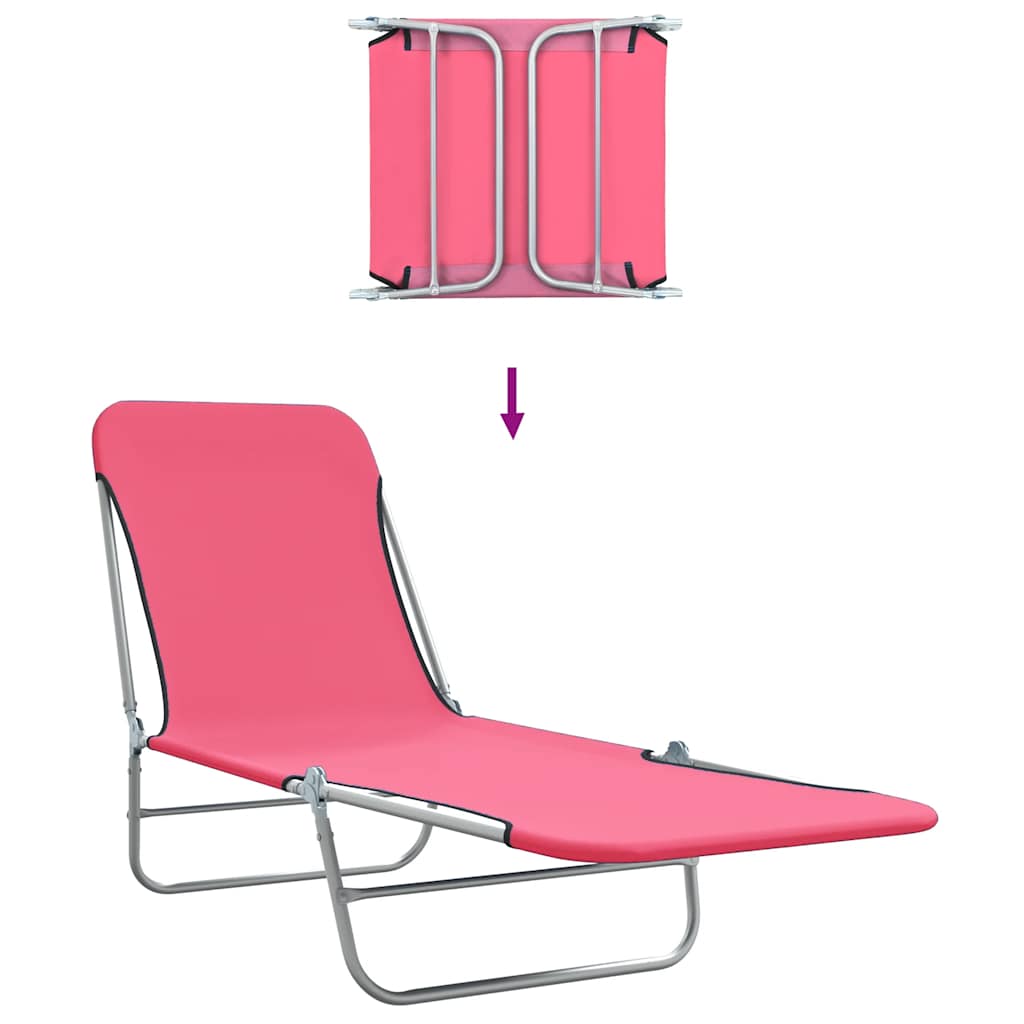 Folding Sun Loungers 2 pcs Steel and Fabric Pink