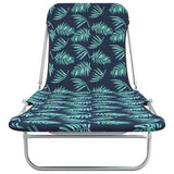 Folding Sun Loungers 2 pcs Steel and Fabric Leaf Pattern - Side View