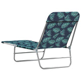 Folding Sun Loungers 2 pcs Steel and Fabric Leaf Pattern - 45-Degree Angle