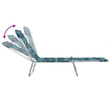 Folding Sun Loungers 2 pcs Steel and Fabric Leaf Pattern - Rear View