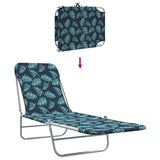 Folding Sun Loungers 2 pcs Steel and Fabric Leaf Pattern - Close-Up Angle