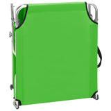 Folding Sun Lounger with Canopy Green Aluminium - Rear View