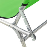 Folding Sun Lounger with Canopy Green Aluminium - Low Angle