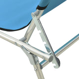 Folding Sun Lounger with Canopy Blue Aluminium - Low Angle