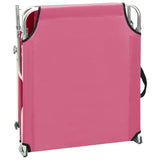 Folding Sun Lounger with Canopy Pink Aluminium - Rear View