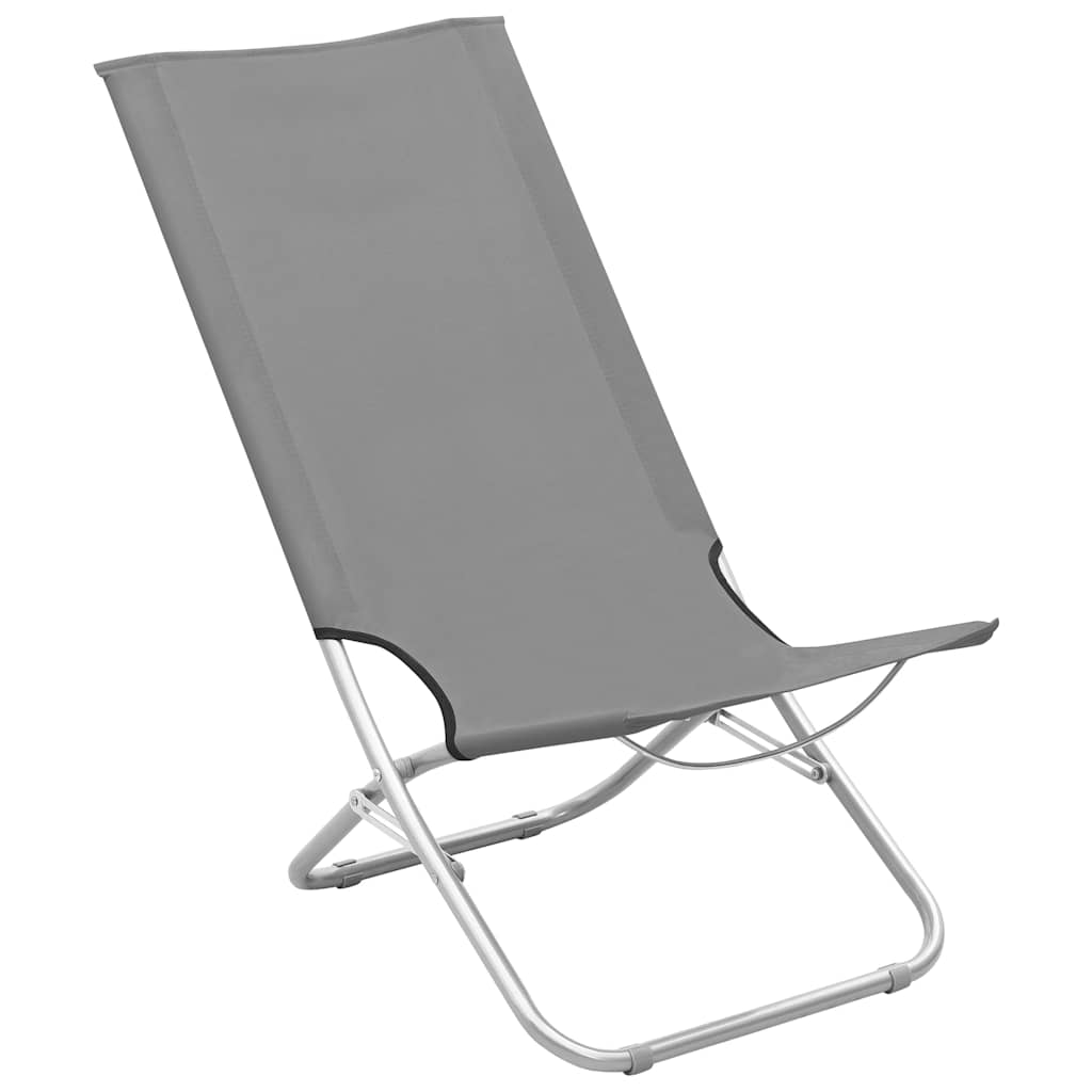 Folding Chairs 2 pcs Grey Fabric