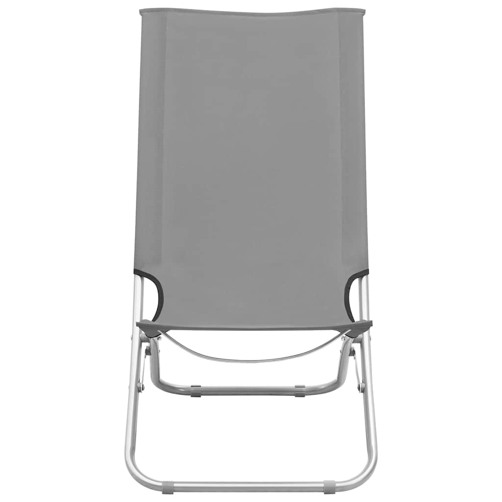 Folding Chairs 2 pcs Grey Fabric