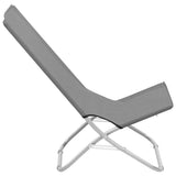 Folding Chairs 2 pcs Grey Fabric
