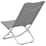 Folding Chairs 2 pcs Grey Fabric