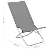 Folding Chairs 2 pcs Grey Fabric