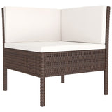 3 Piece Garden Lounge Set with Cushions Poly Rattan Brown - Side View