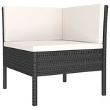 3 Piece Garden Lounge Set with Cushions Poly Rattan Black - Side View