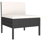 3 Piece Garden Lounge Set with Cushions Poly Rattan Black - Top-Down View