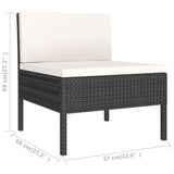 3 Piece Garden Lounge Set with Cushions Poly Rattan Black - Close-Up Angle