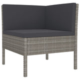 3 Piece Garden Lounge Set with Cushions Poly Rattan Black - Side View