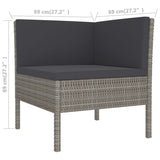 3 Piece Garden Lounge Set with Cushions Poly Rattan Black - Rear View
