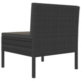 Garden Chairs 3 pcs with Cushions Poly Rattan Black - 45-Degree Angle