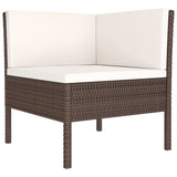 3 Piece Garden Lounge Set with Cushions Poly Rattan Brown - Side View