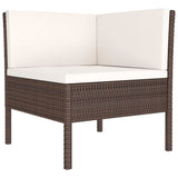 3 Piece Garden Lounge Set with Cushions Poly Rattan Brown - Side View