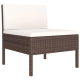 3 Piece Garden Lounge Set with Cushions Poly Rattan Brown - Top-Down View