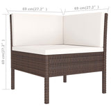 3 Piece Garden Lounge Set with Cushions Poly Rattan Brown - 45-Degree Angle