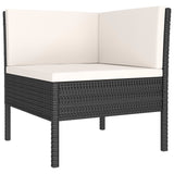 3 Piece Garden Lounge Set with Cushions Poly Rattan Black - Side View