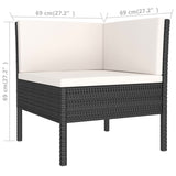 3 Piece Garden Lounge Set with Cushions Poly Rattan Black - 45-Degree Angle