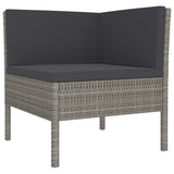 2 Piece Garden Lounge Set with Cushions Poly Rattan Grey - Side View