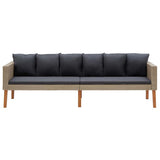 3-Seater Garden Sofa with Cushions Poly Rattan Beige - 45-Degree Angle