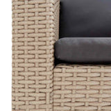 3-Seater Garden Sofa with Cushions Poly Rattan Beige - Low Angle