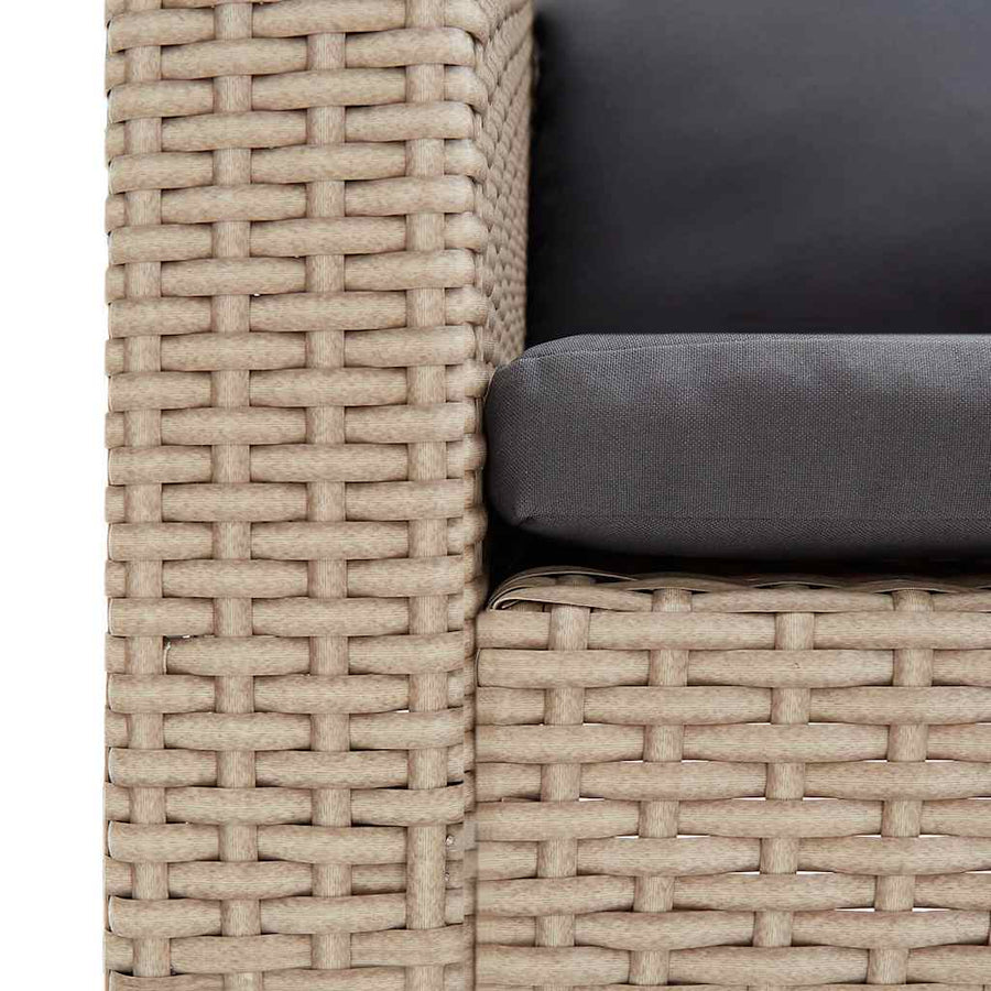 3-Seater Garden Sofa with Cushions Poly Rattan Beige